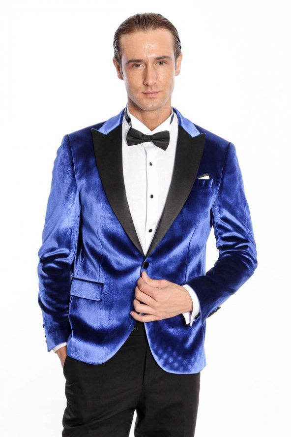 Kafide Lacivert Slim Fit Erkek Smokin Ceket - 5