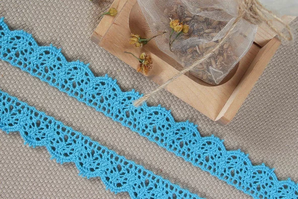 ALKA DANTEL PAMUK KOPANAKİ 10 METRE 515 PAMUK TURKUAZ - Resim 2