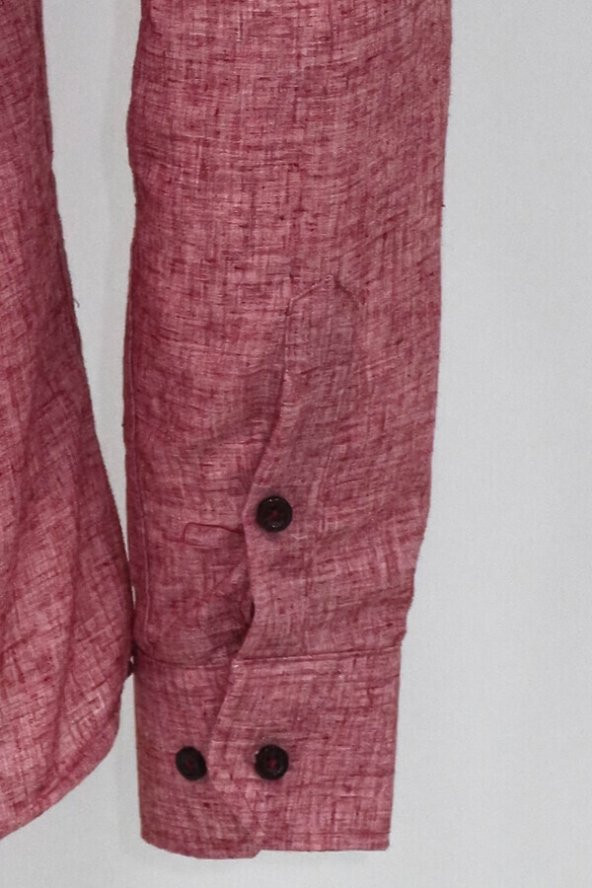 Slim Fit Bordo Desenli Gömlek - 3