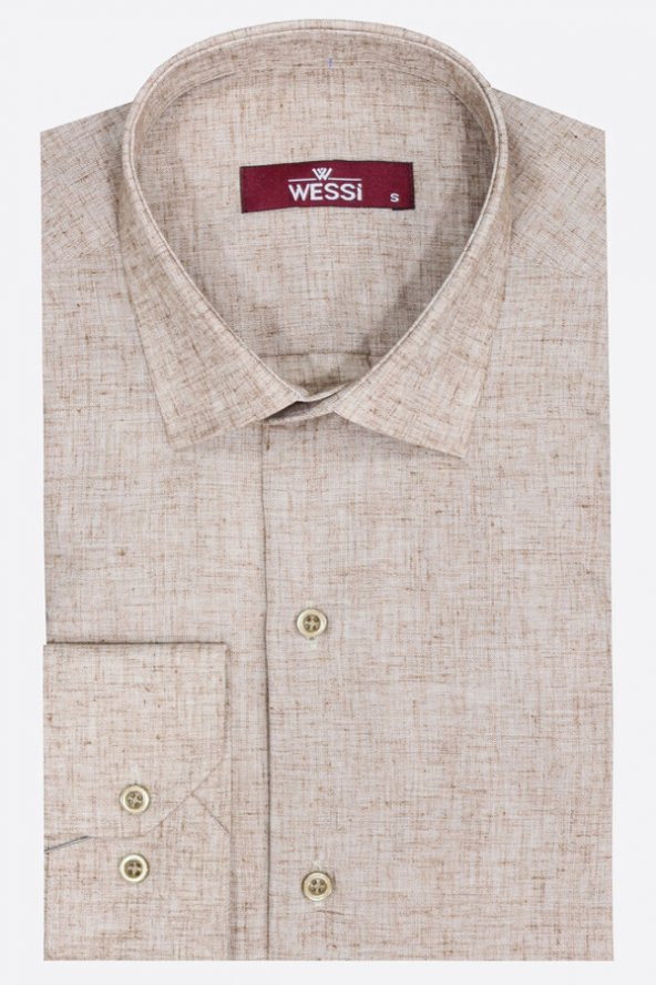 Slim Fit Kahverengi Desenli Gömlek