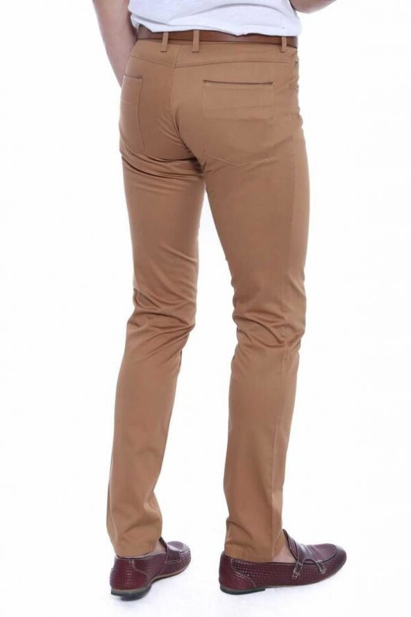 Slim Fit Pamuk Kahverengi Erkek Pantolon - 3