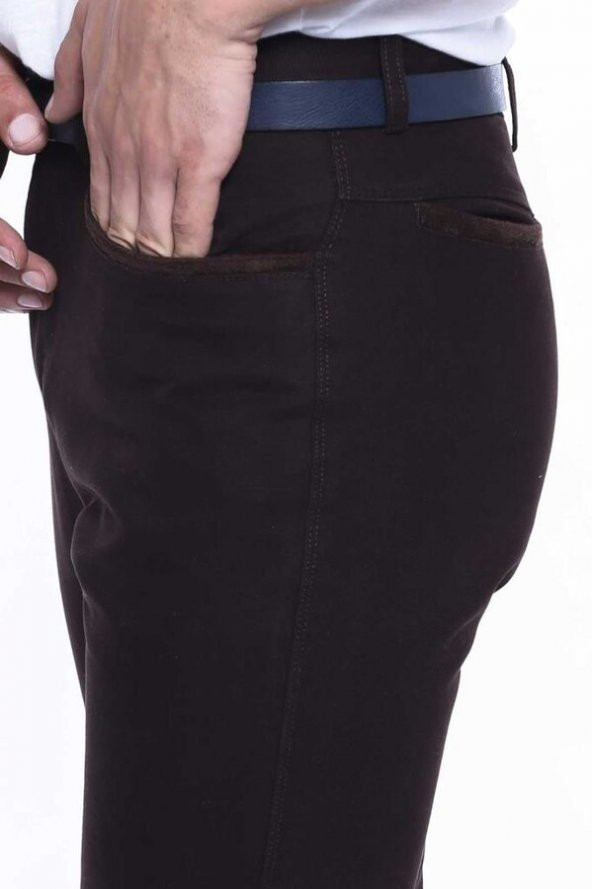 Cepli Süet Erkek Kahverengi Kot Pantolon - 4