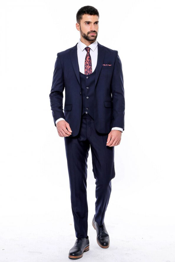 Desensiz Slim Fit Lacivert Erkek Takım Elbise - 5