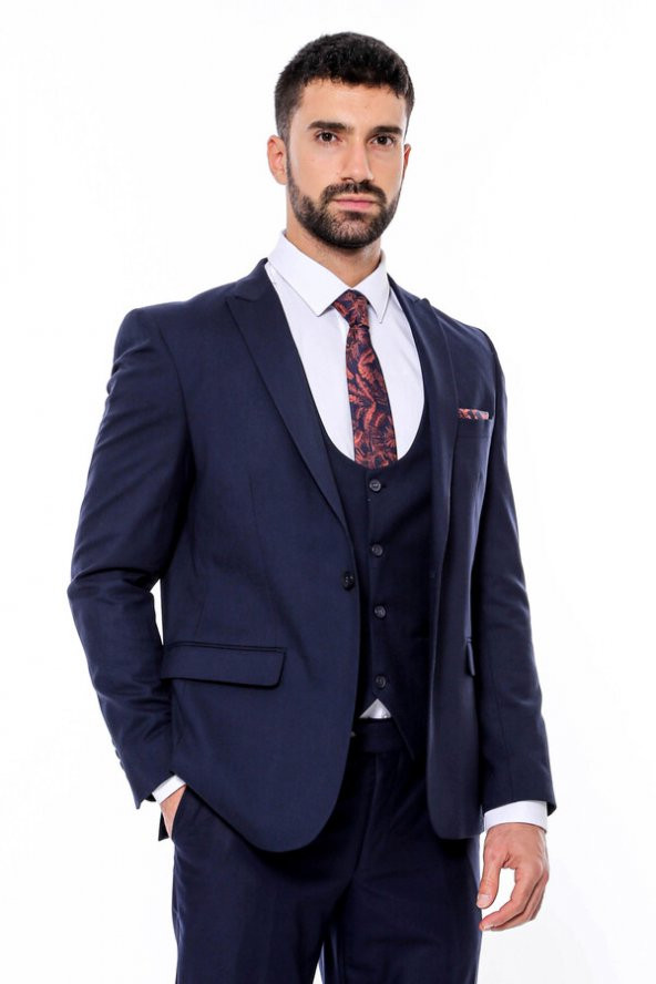 Desensiz Slim Fit Lacivert Erkek Takım Elbise - 6