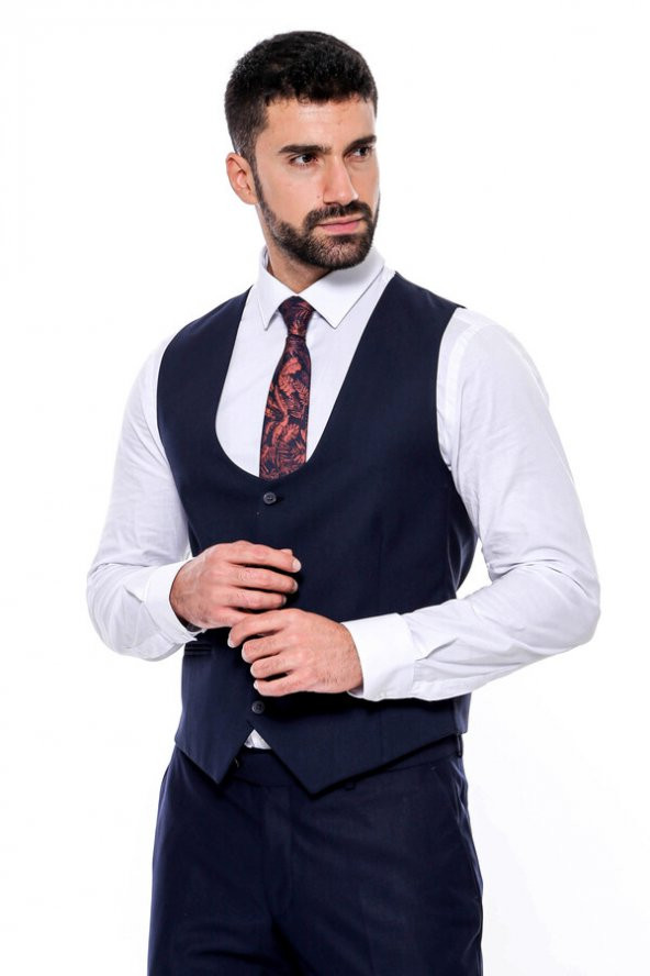 Desensiz Slim Fit Lacivert Erkek Takım Elbise - 8