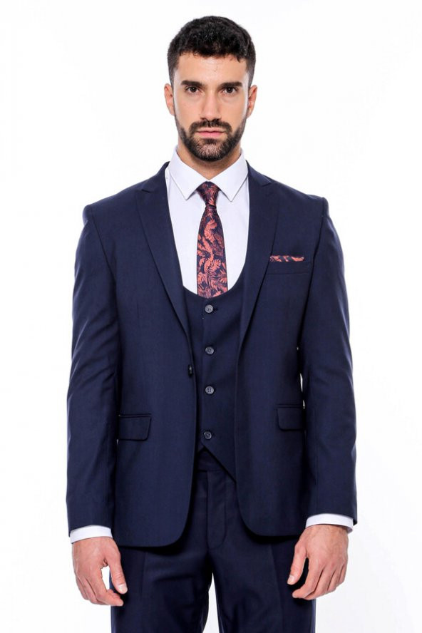 Desensiz Slim Fit Lacivert Erkek Takım Elbise - 9