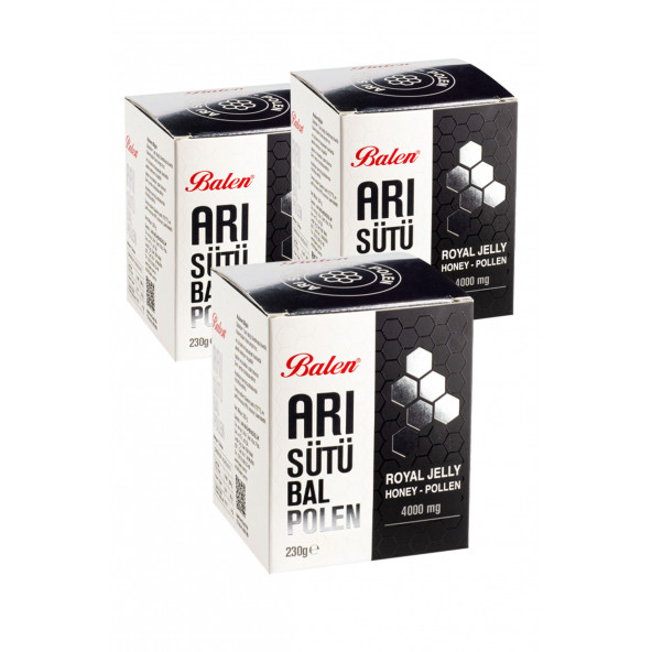 3 Kutu Balen Arı Sütü Bal Polen 4000 Mg 230 Gr