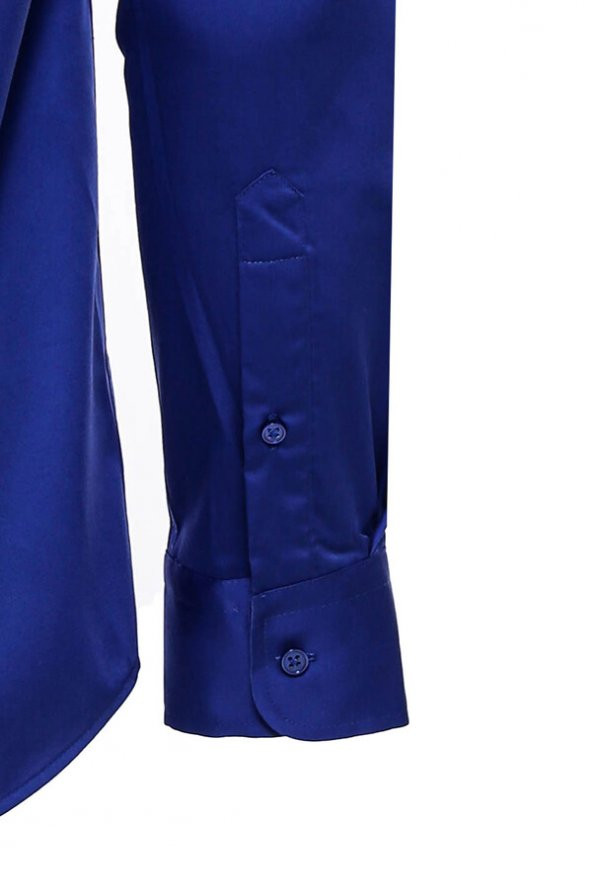 Parlak Mavi Saten Erkek Gömlek Wessi - 3