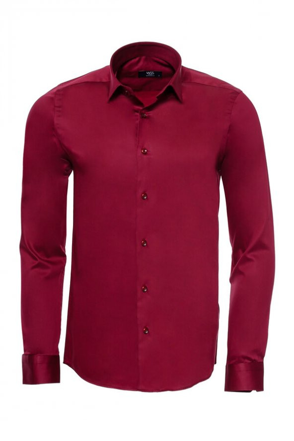 Slimfit Uzun Kollu Bordo Erkek Gömlek - 2