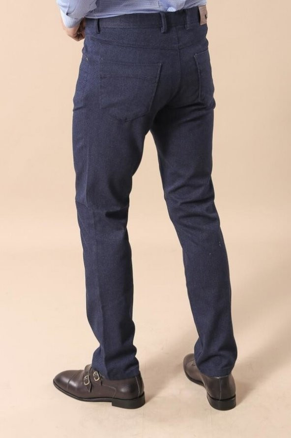 Dar Kesim 5 Cepli Lacivert Erkek Pantolon - 3