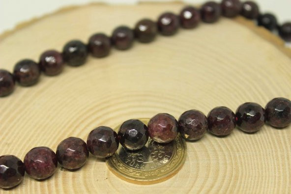 Lal (Granat) (Garnet) Taşı Faset Kesim Dizi 10mm - Resim 2
