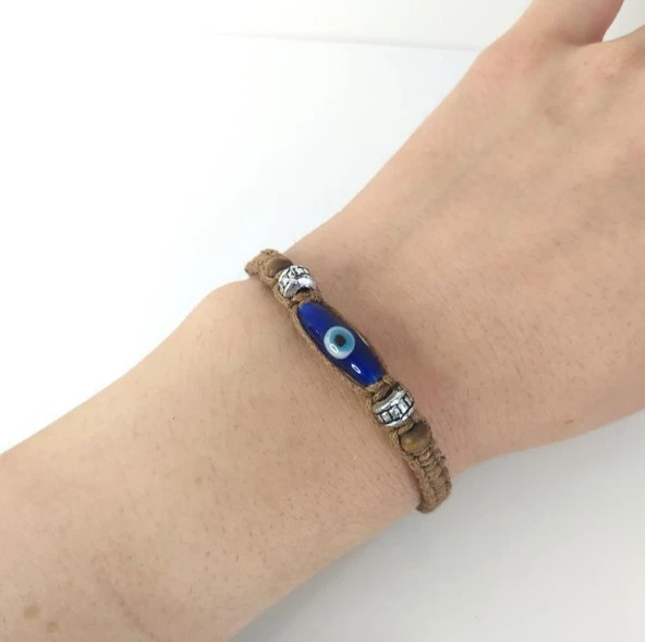 Nazar Boncuklu Makrome Ayarlanabilir İp Bileklik Uğur Şanş Bilekliği Bilezik Kadın Kız - Resim 2