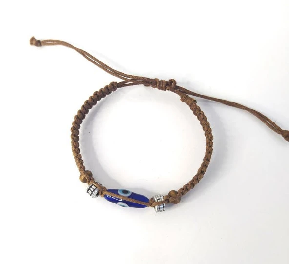 Nazar Boncuklu Makrome Ayarlanabilir İp Bileklik Uğur Şanş Bilekliği Bilezik Kadın Kız - Resim 3