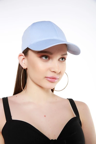 Kadın Düz Renk Şapka Açık Mavi Açık Mavi Tek Ebat - 3