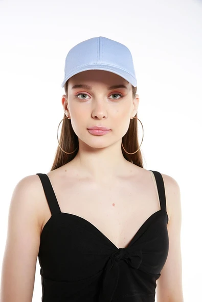 Kadın Düz Renk Şapka Açık Mavi  Bej Tek Ebat - Resim 7