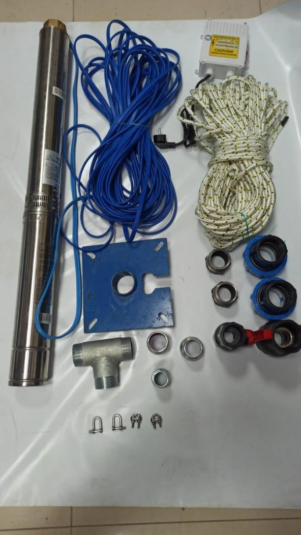 4SDM10/10 2HP ALARKO 20 MT YASSI KABLOLU VE PANOLU 40 MT HALATLI ÇİFT VANALI AKITMA BAŞLIKLI MONOFAZE TAKIM DALGIÇ POMPA - 3