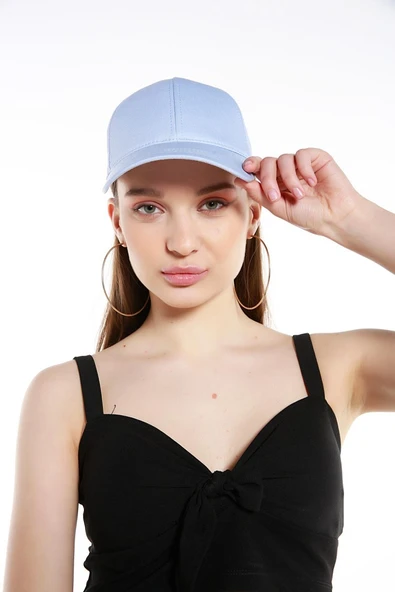 Kadın Düz Renk Şapka Açık Mavi  Bej Tek Ebat - Resim 8