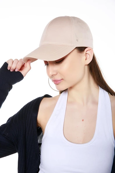 Kadın Düz Renk Şapka Açık Mavi  Bej Tek Ebat - Resim 3