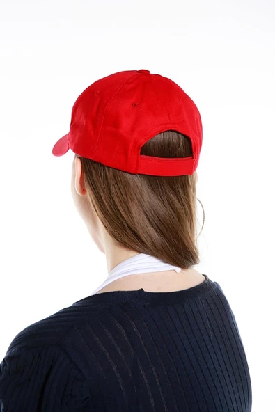 Kadın Düz Renk Şapka Açık Mavi  Kırmızı Tek Ebat - Resim 5