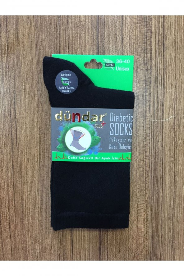 Unisex Siyah Bambu 6Lı Dikişsiz Diyabetik Çorap