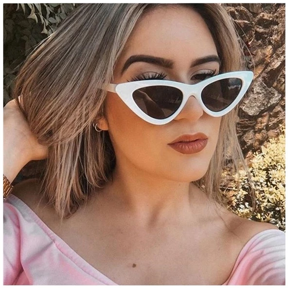 Cat Eye  Kadın Kırmızı Güneş Gözlüğü  Kedi Gözü  Beyaz Tek Ebat