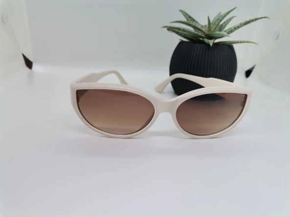 Cat Eye Bayan Oval Güneş Gözlüğü Beyaz Güneş Gözlüğü Beyaz Tek Ebat - 8