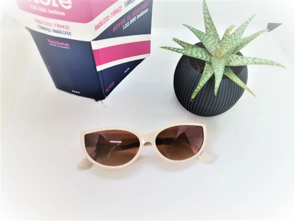 Cat Eye Bayan Oval Güneş Gözlüğü Beyaz Güneş Gözlüğü  Beyaz Tek Ebat - 7