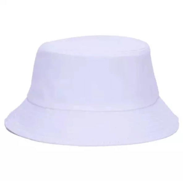 Düz Kova Şapka Yazlık İnce Balıkçı Şapka Bucket Hat Beyaz Standart - 4