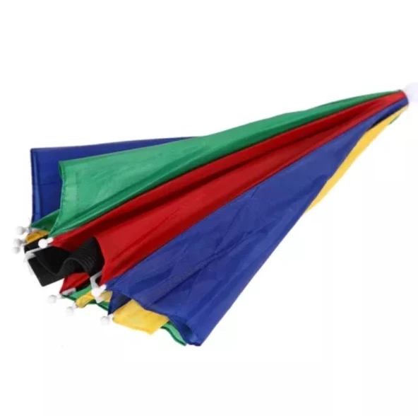 Çocuk Kafa Şemsiyesi Güneş Koruyucu Şemsiye Plaj Ve Doğada  Gökkuşağı - 7