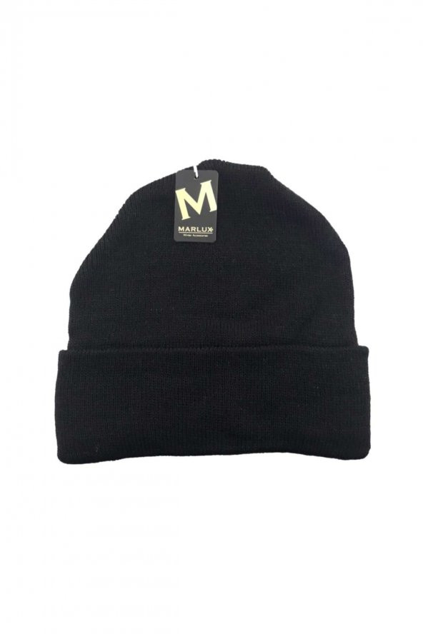 Katlamalı Renkli Bere Basic Düzrenk Bere Siyah Battal Standart