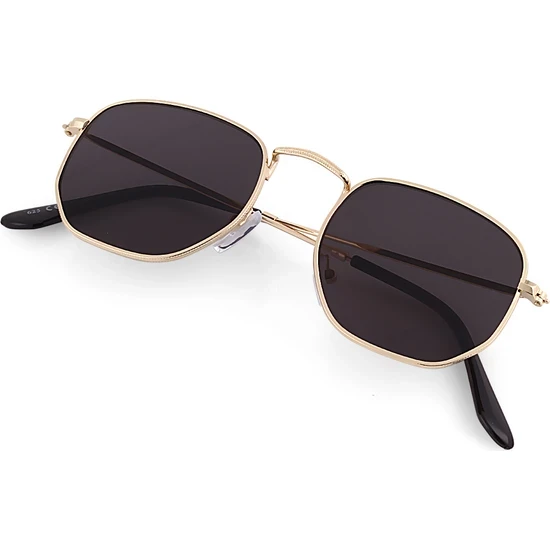 Güneş Gözlüğü Beşgen Sarı Çerçeve Kahverengi Cam Unisex  Siyah1 Tek Ebat - Resim 5