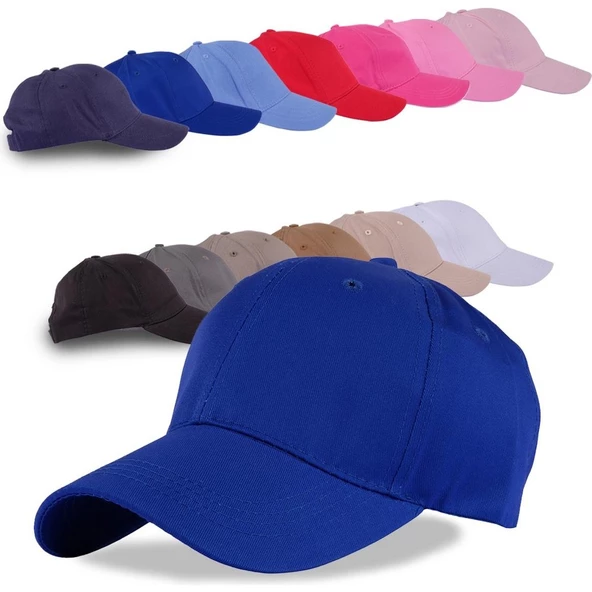 Pembe Basic Unisex Spor Düz Şapka Kep Saks Mavisi Tek Ebat - 5