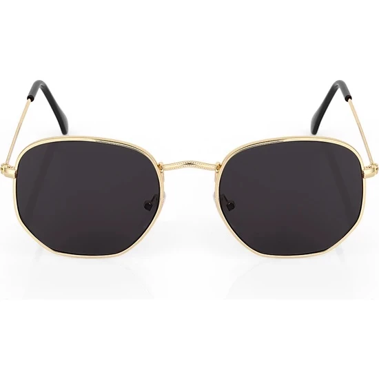 Güneş Gözlüğü Beşgen Sarı Çerçeve Kahverengi Cam Unisex  Siyah1 Tek Ebat - Resim 4