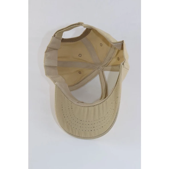 Pembe Basic Unisex Spor Düz Şapka Kep Bej Tek Ebat - 5