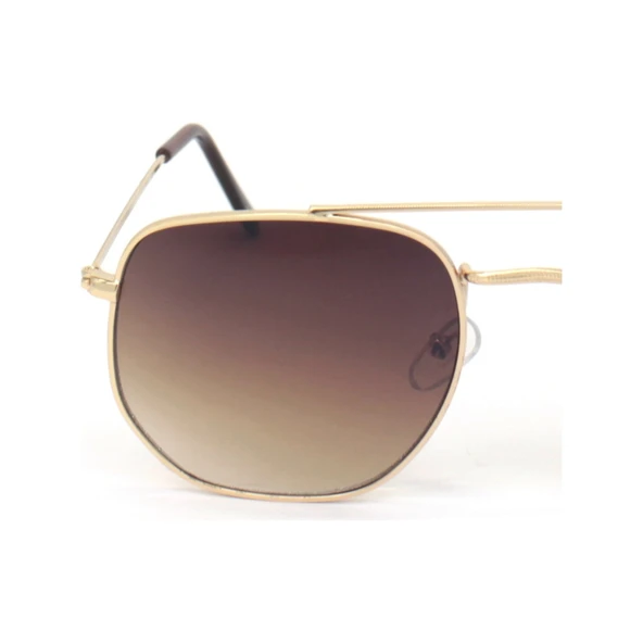 Güneş Gözlüğü Beşgen Sarı Çerçeve Kahverengi Cam Unisex Siyah Tek Ebat - 12