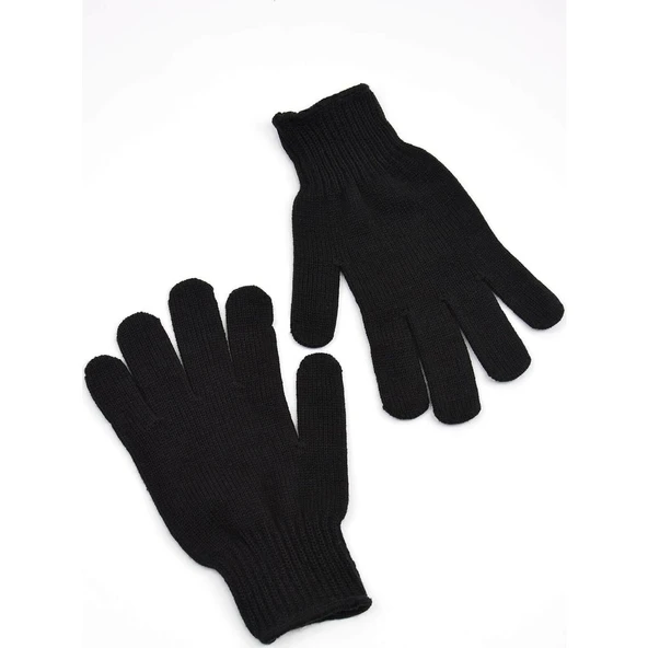 Kaliteli Triko Erkek Siyah Örgü  Eldiven  SiyahBayan Tek Ebat - Resim 4