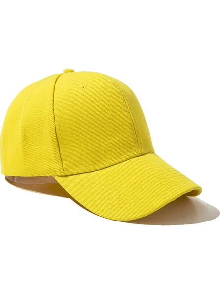 Pembe Basic Unisex Spor Düz Şapka Kep Sarı Tek Ebat - 4