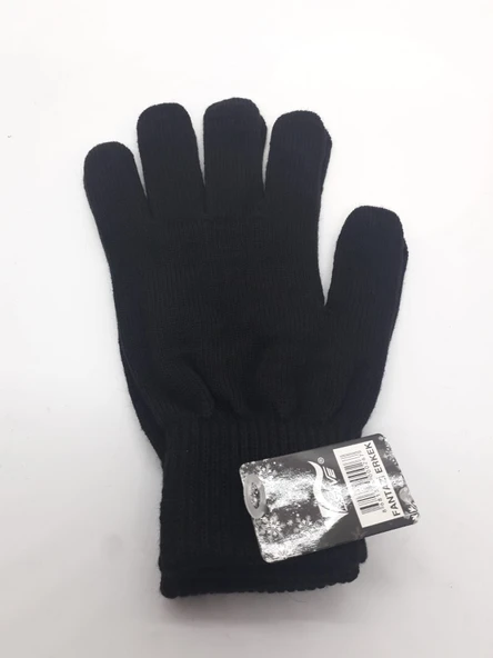 Kaliteli Triko Erkek Siyah Örgü  Eldiven  SiyahBayan Tek Ebat - Resim 6