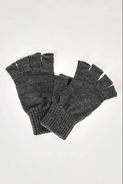 Antrasit Unisex Triko Kesik Eldiven  Gri Tek Ebat - 5