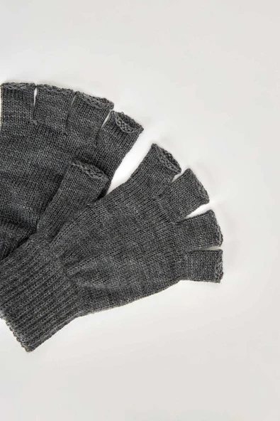 Antrasit Unisex Triko Kesik Eldiven Gri Tek Ebat - 4