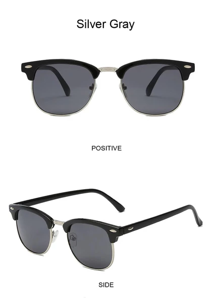 Klasik Erkek Güneş Gözlüğü Siyah Gümüş Tek Ebat - 3
