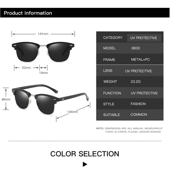 Klasik Erkek Güneş Gözlüğü Siyah Gümüş Tek Ebat - 2