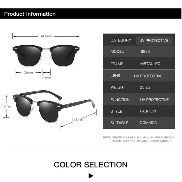 Klasik Erkek Güneş Gözlüğü Siyah Siyah Tek Ebat - 8