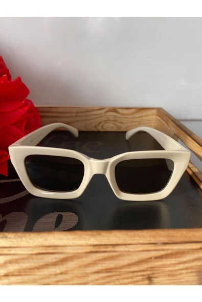 Cat Eye Kristal Şeffaf Kadın Güneş Gözlüğü  Mavi Cam  Bej Tek Ebat - 3