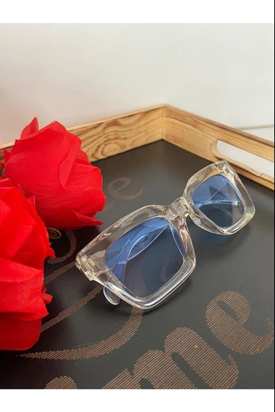 Cat Eye Kristal Şeffaf Kadın Güneş Gözlüğü  Mavi Cam  Yeşil Tek Ebat - Resim 10