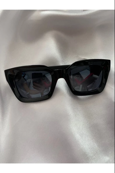 Cat Eye Kristal Şeffaf Kadın Güneş Gözlüğü  Mavi Cam  Siyah Tek Ebat - Resim 2