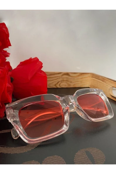 Cat Eye Kristal Şeffaf Kadın Güneş Gözlüğü  Mavi Cam  Şeffaf Tek Ebat - Resim 2