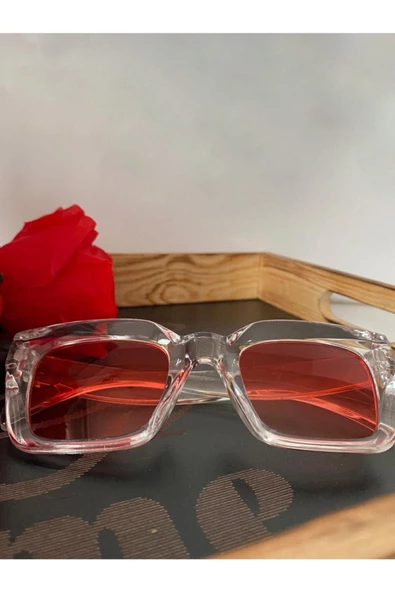 Cat Eye Kristal Şeffaf Kadın Güneş Gözlüğü  Mavi Cam  Şeffaf Tek Ebat - Resim 3