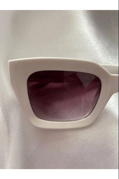 Cat Eye Kristal Şeffaf Kadın Güneş Gözlüğü Mavi Cam Beyaz Tek Ebat - 5