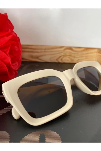 Cat Eye Kristal Şeffaf Kadın Güneş Gözlüğü  Mavi Cam  Bej Tek Ebat - 2